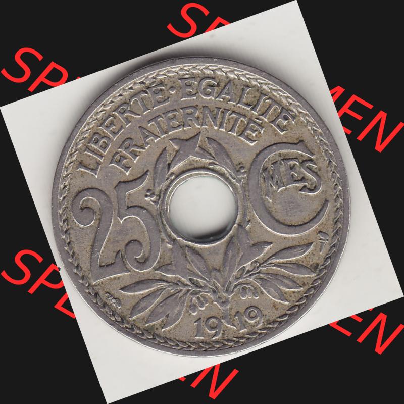 Münzen Frankreich Umlaufmünze 1917-1937, 25 Cmes, Centimes 1919-1 LIBERTE EGALITE FRATERNITE (2) Sammlung