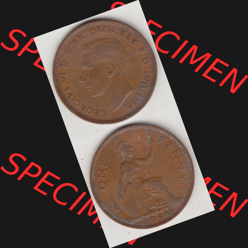 Münzen Großbritannien Umlaufmünze 1937-1948. 1 One Penny 1948-2, George VI, GEORGIVS VI DGBROMNREX FDINDIMP. HP. Vorderseite und Rückseite vertikal... Sammlung