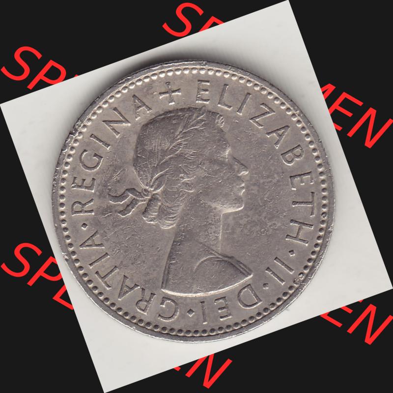 Münzen Großbritannien Umlaufmünze 1954-1970, 1 Schilling - Shilling, 1957-1 Wappen mit drei Löwen. Vorderseite der alten britischen Münze aus Großbritannien... Sammlung