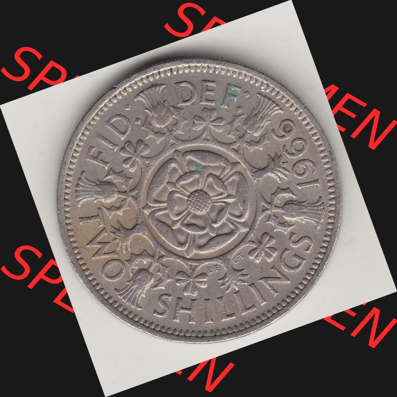 Münzen Großbritannien Umlaufmünze 1954-1970, 2 Schilling - Shillings 1966-2. Rückseite der alten britischen Münze aus Großbritannien zum katalogisieren und... Sammlung