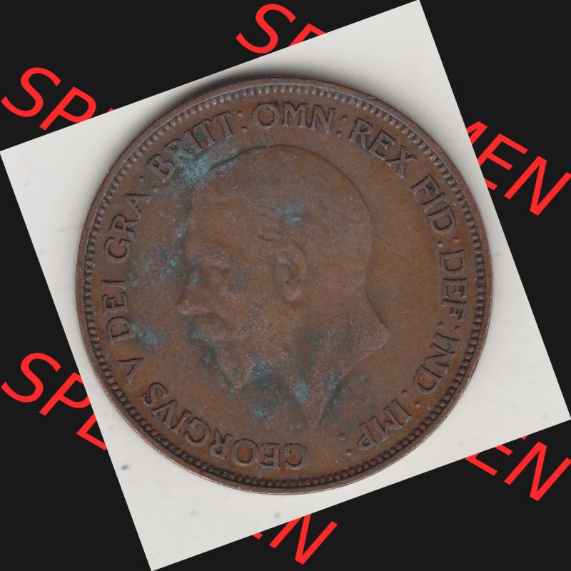 Münzen Großbritannien Umlaufmünze 1928-1936, 1 One Penny, 1935-1, George V. BM GEORGIVS V DEI GRABRITTOMNREX FIDDEFINDIMP. Vorderseite der alten britischen... Sammlung