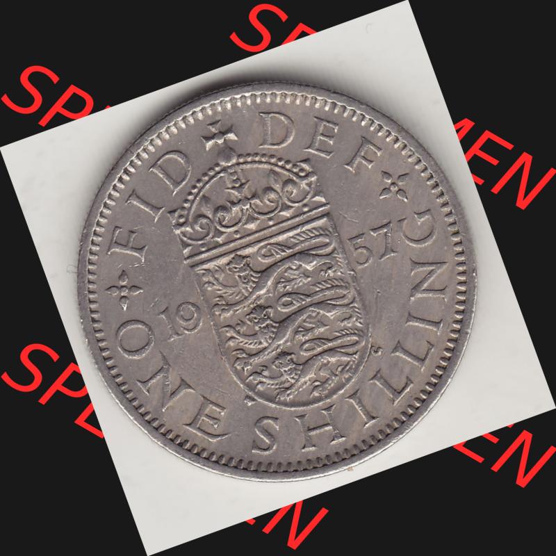Münzen Großbritannien Umlaufmünze 1954-1970, 1 Schilling - Shilling, 1957-2 Wappen mit 3 Löwen (2) Sammlung