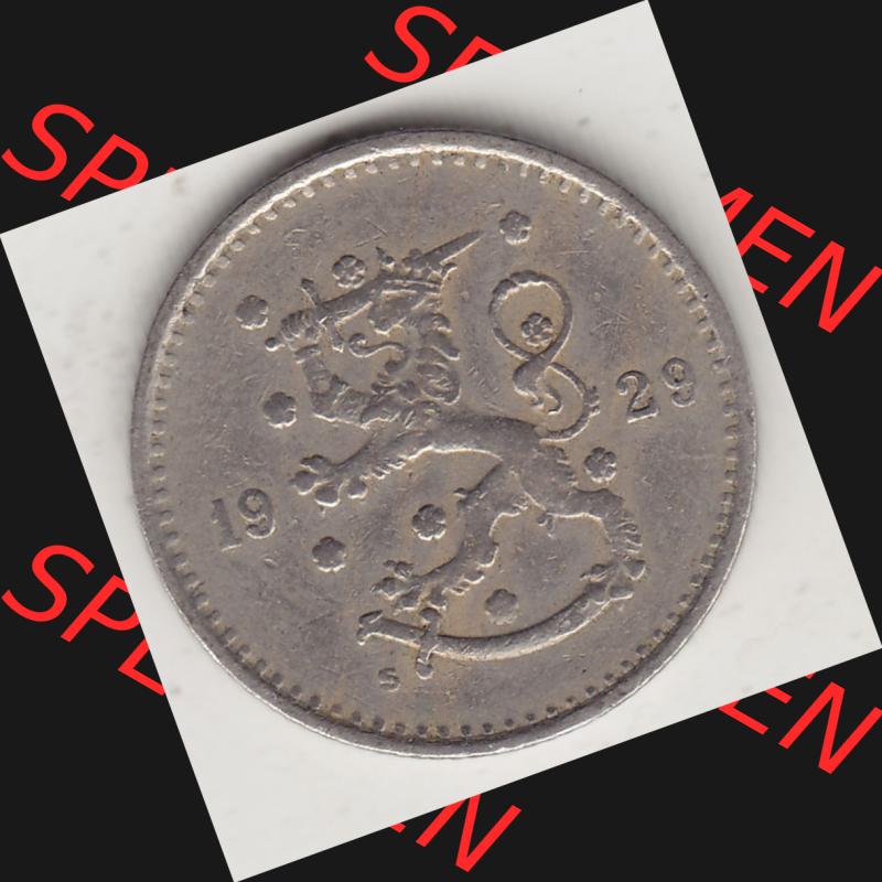 Alte Münzen KMS Finnland, Kursmünzensatz 1921-1940, 50 Penny, Penniä 1929. Vorderseite einer Münze aus KMS / Kursmünzen bzw. Münzensatz... Sammlung