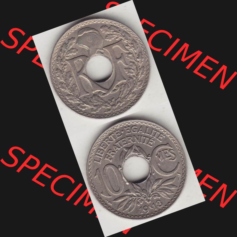 Münzen Frankreich Umlaufmünze Vollansicht 1917-1938, 10 Centimes, RF - Frankreich 10 CMES EGALITÉ FRATERNITÉ LIBERTÉ 1918-1. Vorderseite und Rückseite... Sammlung