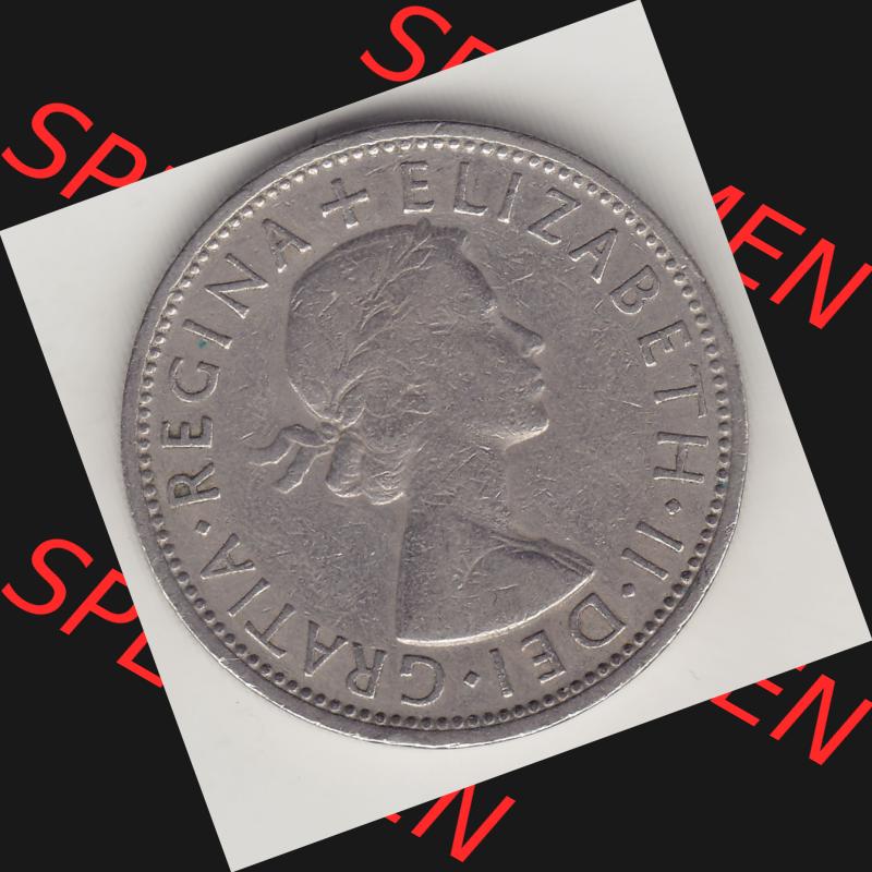 Münzen Großbritannien Umlaufmünze 1954-1970, 2 Schilling - Shillings 1960-1. Vorderseite der alten britischen Münze aus Großbritannien zum katalogisieren und verwalten... Sammlung