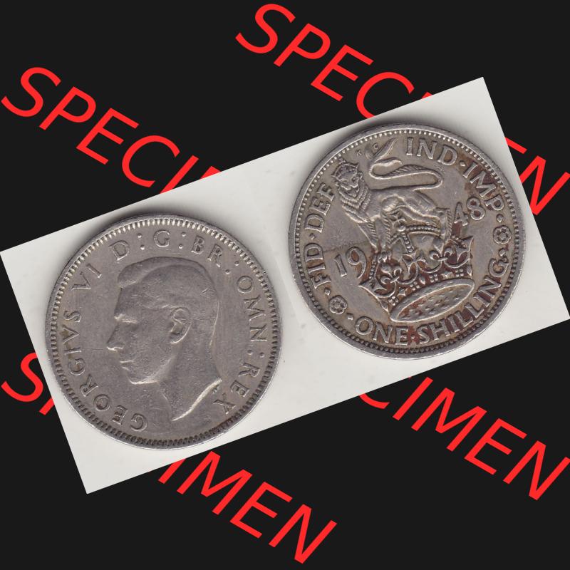 Münzen Großbritannien Umlaufmünze 1949-1951, 1 One Schilling - Shilling, 1948-1 Stehender Löwe auf Krone. Vorderseite und Rückseite horizontal auf einen digitalen... Sammlung