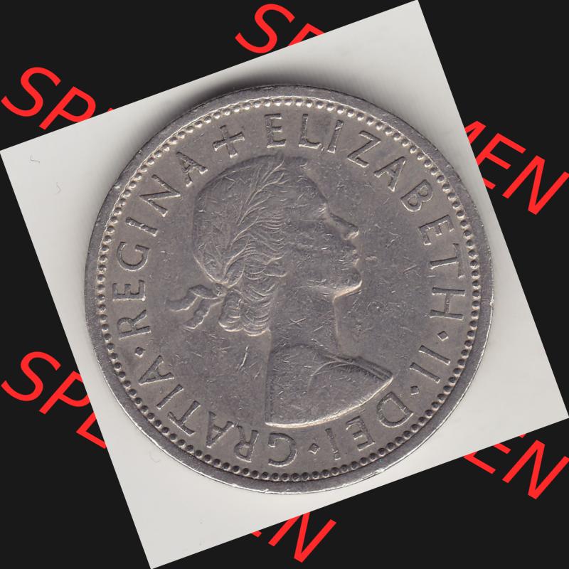 Münzen Großbritannien Umlaufmünze 1954-1970, 2 Schilling - Shillings 1966-4. Vorderseite der alten britischen Münze aus Großbritannien zum katalogisieren und verwalten... Sammlung
