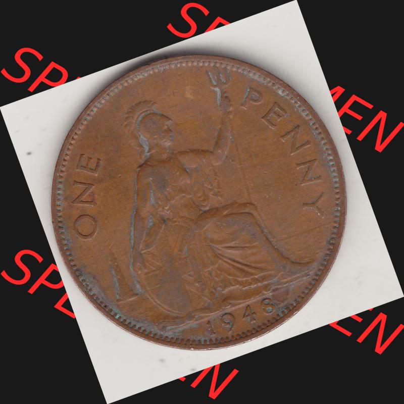 Münzen Großbritannien Umlaufmünze 1937-1948. 1 One Penny 1948-2, George VI, GEORGIVS VI DGBROMNREX FDINDIMP. HP. Rückseite der alten britischen Münze... Sammlung