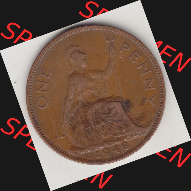 Münzen Großbritannien Umlaufmünze 1937-1948. 1 One Penny 1948-1, George VI, GEORGIVS VI DGBROMNREX FDINDIMP. HP. Rückseite der alten britischen Münze... Sammlung