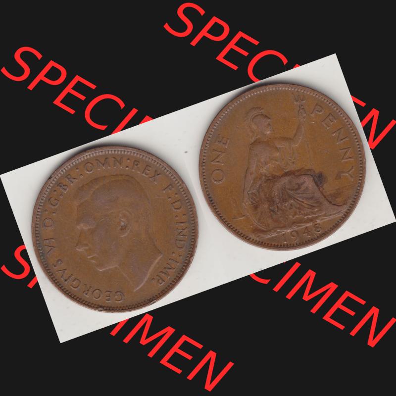 Münzen Großbritannien Umlaufmünze 1937-1948. 1 One Penny 1948-1, George VI, GEORGIVS VI DGBROMNREX FDINDIMP. HP. Vorderseite und Rückseite horizontal... Sammlung