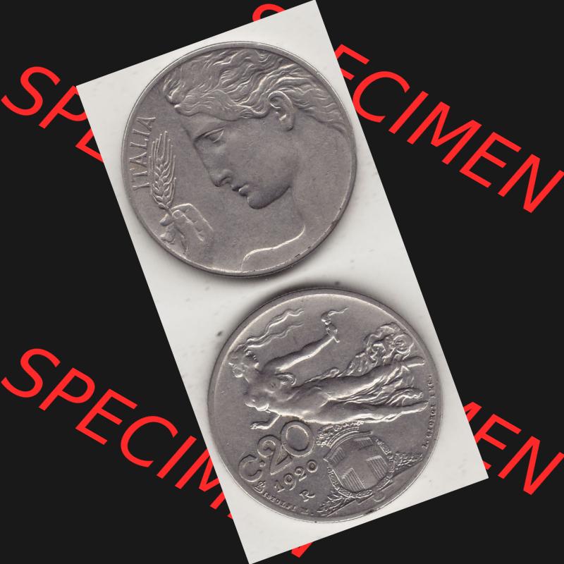 Alte Münzen KMS Italien / Italia, Kursmünzensatz - Zusammenstellung 1908-1943, mit Münze 1908-1935, 20 C. Centesimi, Cent, 1920-1. Digitales... Sammlung