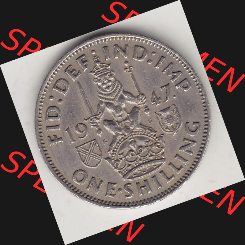 Münzen Großbritannien Umlaufmünze 1947-1948, 1 Schilling - One Shilling 1947-1 Sitzender Löwe auf Krone. Rückseite der alten britischen Münze aus Großbritannien... Sammlung