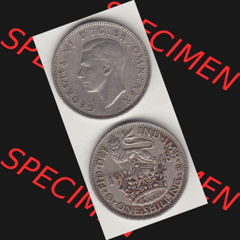 Münzen Großbritannien Umlaufmünze 1949-1951, 1 One Schilling - Shilling, 1948-1 Stehender Löwe auf Krone. Vorderseite und Rückseite vertikal untereinander auf... Sammlung