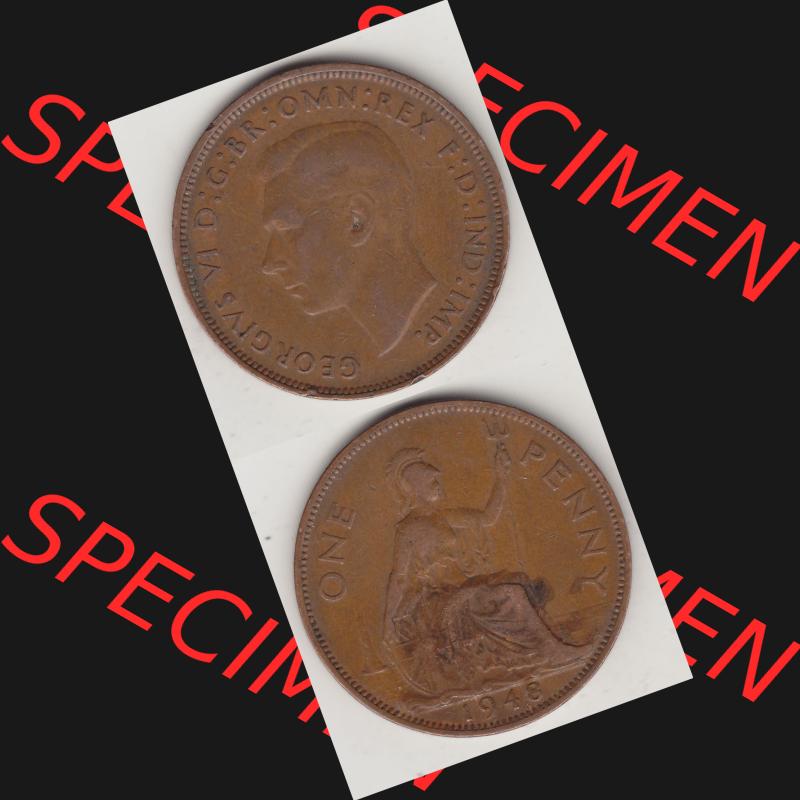 Münzen Großbritannien Umlaufmünze 1937-1948. 1 One Penny 1948-1, George VI, GEORGIVS VI DGBROMNREX FDINDIMP. HP. Vorderseite und Rückseite vertikal... Sammlung