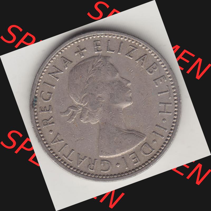 Münzen Großbritannien Umlaufmünze 1954-1970, 2 Schilling - Shillings 1961-3. Vorderseite der alten britischen Münze aus Großbritannien zum katalogisieren und verwalten... Sammlung