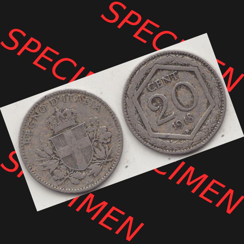 Alte Münzen KMS Italien / Italia, Kursmünzensatz - Zusammenstellung 1908-1943, mit Münze 1919-1920, 20 Centesimi, Cent, REGNO DITALIA 1918-1. Digitales... Sammlung
