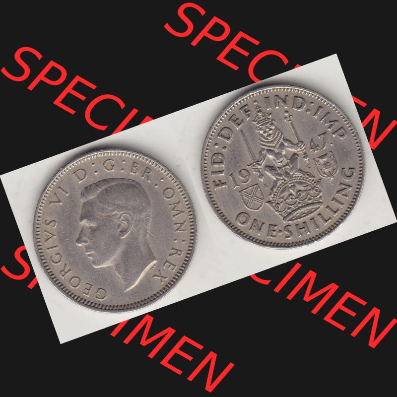 Münzen Großbritannien Umlaufmünze 1947-1948, 1 Schilling - One Shilling 1947-1 Sitzender Löwe auf Krone. Vorderseite und Rückseite horizontal auf einen digitalen... Sammlung