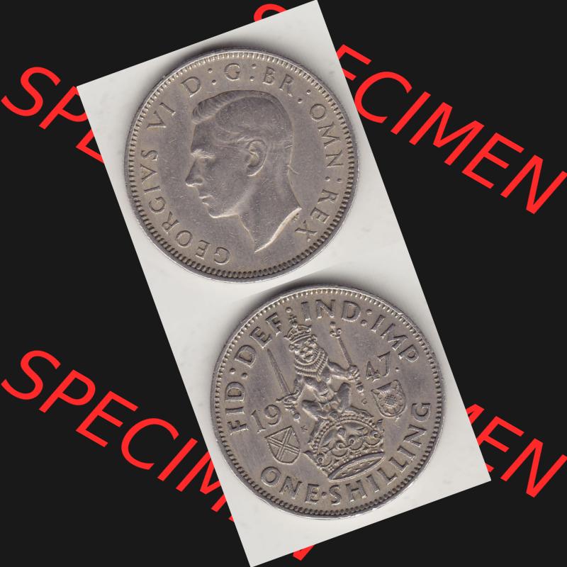Münzen Großbritannien Umlaufmünze 1947-1948, 1 Schilling - One Shilling 1947-1 Sitzender Löwe auf Krone. Vorderseite und Rückseite vertikal untereinander auf einen... Sammlung