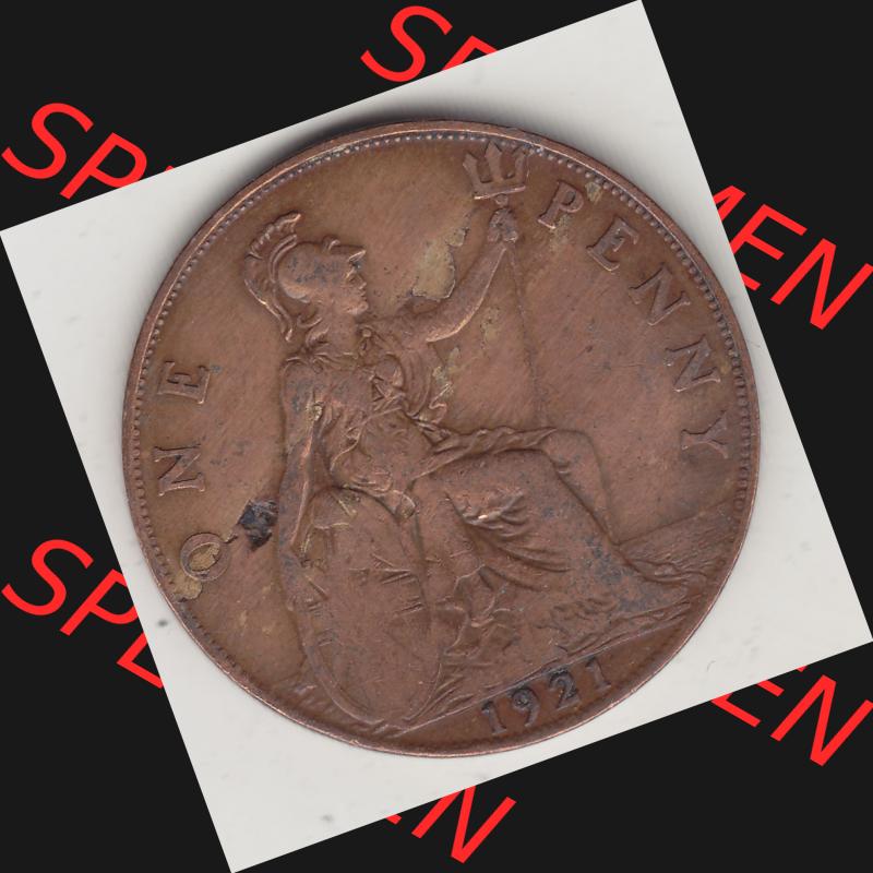 Münzen Großbritannien Umlaufmünze 1911-1926, 1 One Penny, 1921-1, George V, B.M. GEORGIVS V DEI GRABRITTOMNREX FIDDEFINDIMP. Rückseite... Sammlung