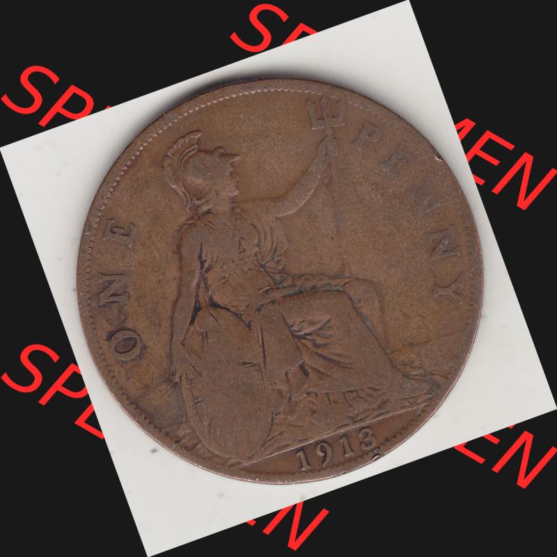 Münzen Großbritannien Umlaufmünze 1911-1926, 1 One Penny, 1913-1, George V, B.M. GEORGIVS V DEI GRABRITTOMNREX FIDDEFINDIMP. Rückseite... Sammlung