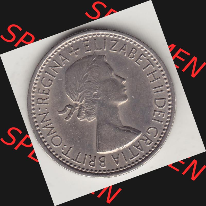 Münzen Großbritannien Umlaufmünze 1954-1970, 1 Schilling - One Shilling, 1953-2 Wappen mit drei Löwen. Vorderseite der alten britischen Münze aus Großbritannien... Sammlung