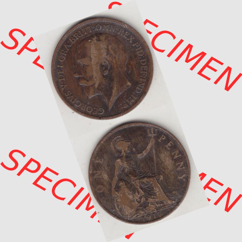 Münzen Großbritannien Umlaufmünze 1911-1926, 1 One Penny, 1917-1, George V, B.M. GEORGIVS V DEI GRABRITTOMNREX FIDDEFINDIMP. Vorderseite und... Sammlung
