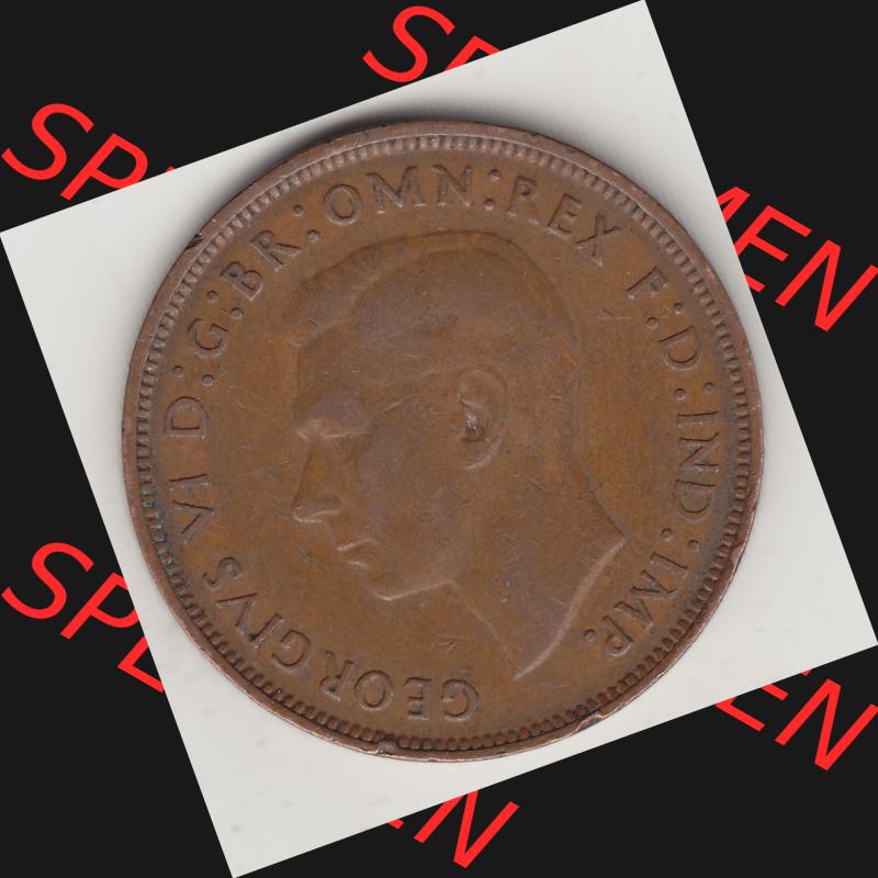 Münzen Großbritannien Umlaufmünze 1937-1948. 1 One Penny 1948-1, George VI, GEORGIVS VI DGBROMNREX FDINDIMP. HP. Vorderseite der alten britischen Münze... Sammlung