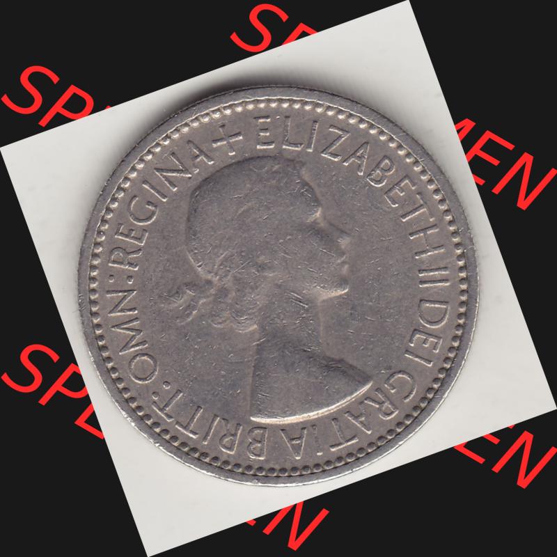Münzen Großbritannien Umlaufmünze 1954-1970, 1 Schilling - One Shilling, 1953-1 Wappen mit drei Löwen. Vorderseite der alten britischen Münze aus Großbritannien... Sammlung