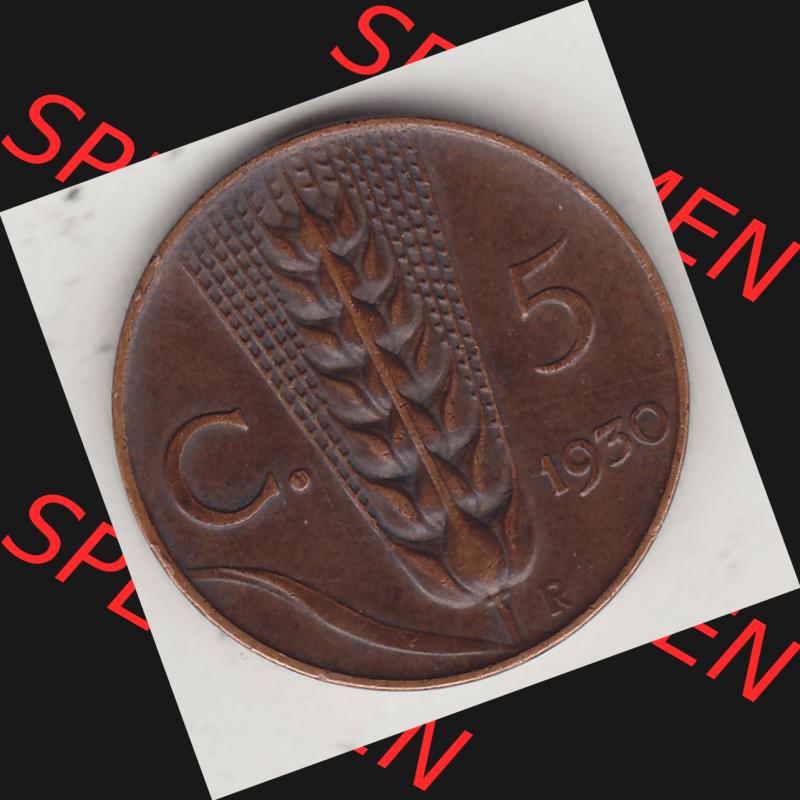Alte Münzen KMS Italien / Italia, Kursmünzensatz - Zusammenstellung 1908-1943, mit Münze 1919-1937, 5 Centesimi, Cent, Viktor Emanuel III. A.... Sammlung