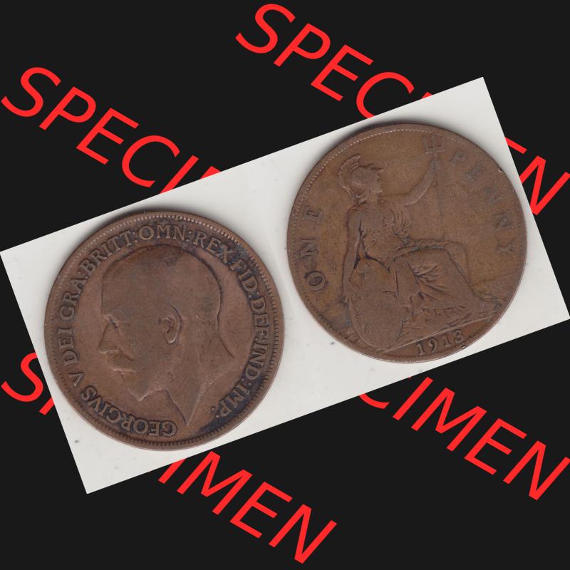 Münzen Großbritannien Umlaufmünze 1911-1926, 1 One Penny, 1913-1, George V, B.M. GEORGIVS V DEI GRABRITTOMNREX FIDDEFINDIMP. Vorderseite und... Sammlung