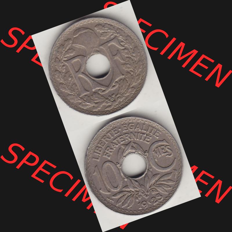 Münzen Frankreich Umlaufmünze Vollansicht 1917-1938, 10 Centimes, RF - Frankreich 10 CMES EGALITÉ FRATERNITÉ LIBERTÉ 1923-1. Vorderseite und Rückseite... Sammlung