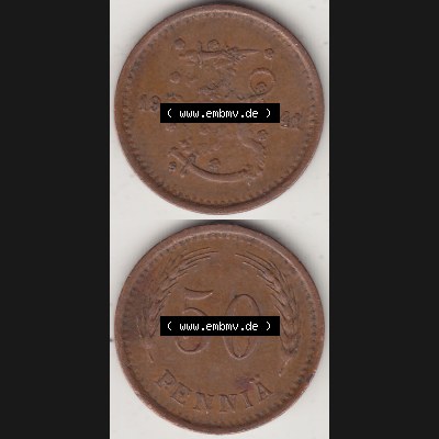Alte Münzen KMS Finnland, Kursmünzensatz 1940-1943, 50 Penny, Penniä, Kupfer 1941-1. Digitales Bild / Bildmaterial für IPhone und Mobil-Geräte... Sammlung