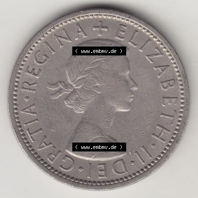 Münzen Großbritannien Umlaufmünze 1954-1970, 2 Schilling - Shillings 1966-7. Vorderseite der alten britischen Münze aus Großbritannien zum katalogisieren und verwalten... Sammlung