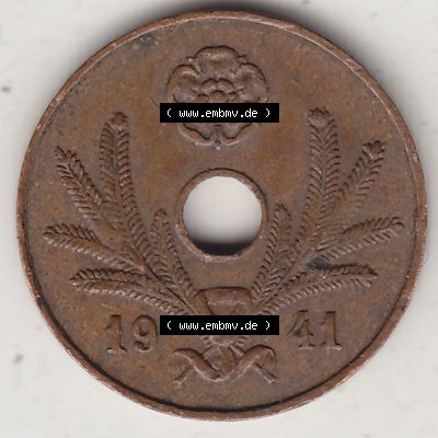 Alte Münzen KMS Finnland, Kursmünzensatz 1941-1943, 5 Penny, Penniä, Kupfer 1941-1. Vorderseite einer Münze aus KMS / Kursmünzen bzw.... Sammlung