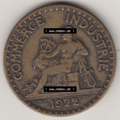 Münzen Frankreich Umlaufmünze 1920-1927, 2 Francs - Franken 1922-2. Vorderseite der alten französischen Umlaufmünze aus Frankreich in der Francs-Währung zum katalogisieren... Sammlung