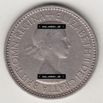 Münzen Großbritannien Umlaufmünze 1954-1970, 1 Schilling - Shilling, 1953-1 Wappen mit drei Löwen. Vorderseite der alten britischen Münze aus Großbritannien... Sammlung