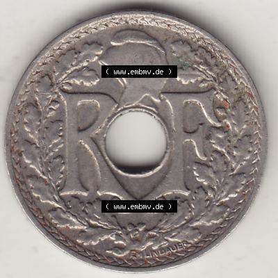 Münzen Frankreich Umlaufmünze Einzelansicht 1917-1938, 10 Centimes, 10 CMES EGALITÉ FRATERNITÉ LIBERTÉ 1931-2. Vorderseite der alten französischen... Sammlung