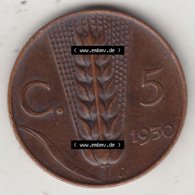 Alte Münzen KMS Italien / Italia, Kursmünzensatz - Zusammenstellung 1908-1943, mit Münze 1919-1937, 5 Centesimi, Cent, Viktor Emanuel III. A.... Sammlung