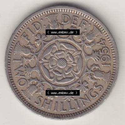 Münzen Großbritannien Umlaufmünze 1954-1970, 2 Schilling - Shillings 1954-1 (2) Sammlung