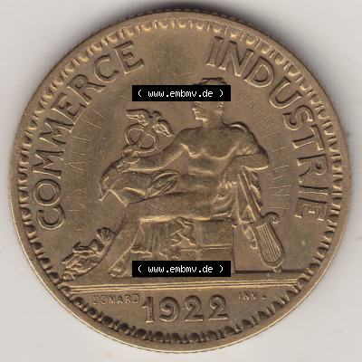 Münzen Frankreich Umlaufmünze 1920-1927, 2 Francs - Franken 1922-1. Vorderseite der alten französischen Umlaufmünze aus Frankreich in der Francs-Währung zum katalogisieren... Sammlung