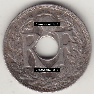 Münzen Frankreich Umlaufmünze Einzelansicht 1917-1938, 10 Centimes, 10 CMES EGALITÉ FRATERNITÉ LIBERTÉ 1924-1. Vorderseite der alten französischen... Sammlung