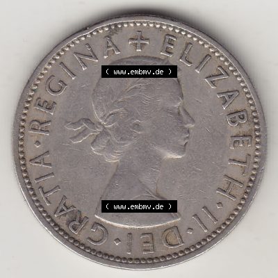 Münzen Großbritannien Umlaufmünze 1954-1970, 2 Schilling - Shillings 1961-2. Vorderseite der alten britischen Münze aus Großbritannien zum katalogisieren und verwalten... Sammlung