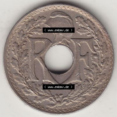 Münzen Frankreich Umlaufmünze Einzelansicht 1917-1938, 10 Centimes, 10 CMES EGALITÉ FRATERNITÉ LIBERTÉ 1920-1. Vorderseite der alten französischen... Sammlung