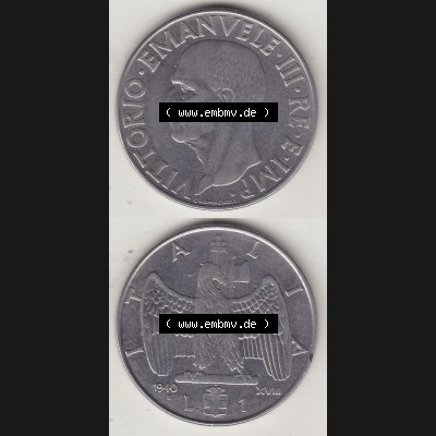 Alte Münzen KMS Italien / Italia, Kursmünzensatz - Zusammenstellung 1908-1943, mit Münze 1939-1943, 1 Lira, Lire, Viktor Emanuael III., G ROMAGNOLI... Sammlung