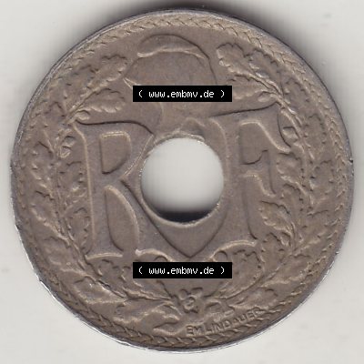 Münzen Frankreich Umlaufmünze Einzelansicht 1917-1938, 10 Centimes, RF - Frankreich 10 CMES EGALITÉ FRATERNITÉ LIBERTÉ 1923-1. Vorderseite der alten französischen... Sammlung