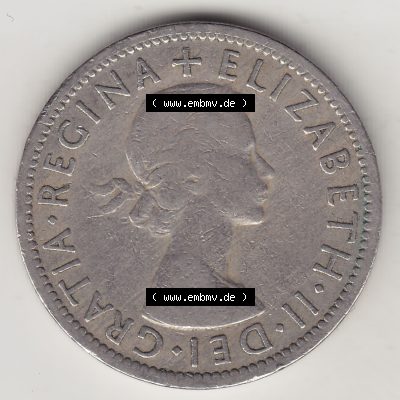 Münzen Großbritannien Umlaufmünze 1954-1970, 2 Schilling - Shillings 1956-1. Vorderseite der alten britischen Münze aus Großbritannien zum katalogisieren und verwalten... Sammlung