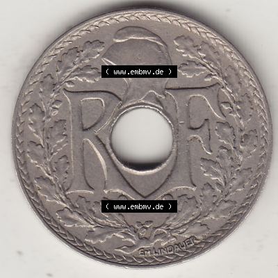Alte Münzen KMS Frankreich, aus Kursmünzensatz-Zusammenstellung der Jahre 1917-1952, mit der Münze 1917-1937, 25 Cmes, Centime 1927-1. Vorderseite der alten... Sammlung