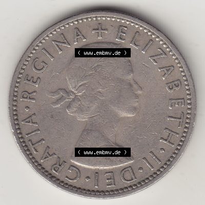 Münzen Großbritannien Umlaufmünze 1954-1970, 2 Schilling - Shillings 1961-1. Vorderseite der alten britischen Münze aus Großbritannien zum katalogisieren und verwalten... Sammlung