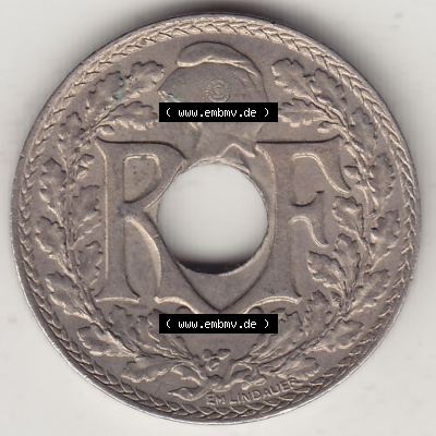 Münzen Frankreich Umlaufmünze Einzelansicht 1917-1938, 10 Centimes, RF - Frankreich 10 CMES EGALITÉ FRATERNITÉ LIBERTÉ 1918-1. Vorderseite der alten französischen... Sammlung