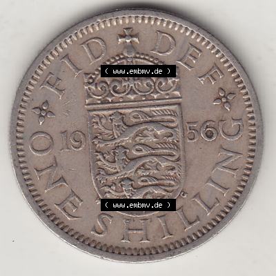 Münzen Großbritannien Umlaufmünze 1954-1970, 1 Schilling - Shilling, 1956-1 Wappen mit 3 Löwen (2) Sammlung